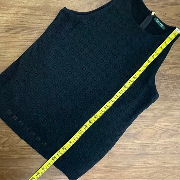 Lauren Ralph Lauren Black Eyelet Textured Tank - Picture 6 of 11
